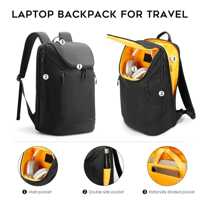 Red Lemon Laptop Backpack Captain 15.6 Inch Water-Resistant Black 2.0