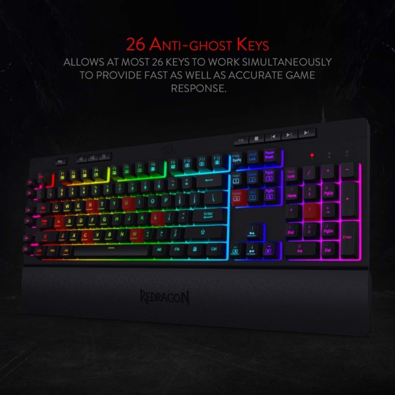 Redragon Gaming Keyboard K512 RGB Backlit 6 Macro Keys Black