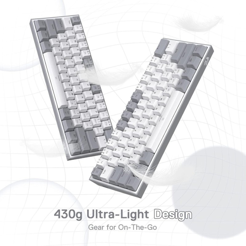 Redragon K617 Fizz Wired RGB Gaming Keyboard 61 Keys White and Grey