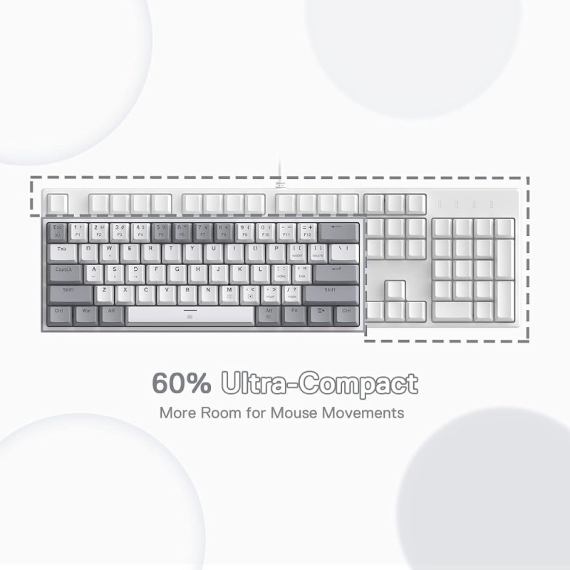 Redragon K617 Fizz Wired RGB Gaming Keyboard 61 Keys White and Grey