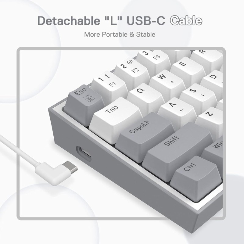 Redragon K617 Fizz Wired RGB Gaming Keyboard 61 Keys White and Grey