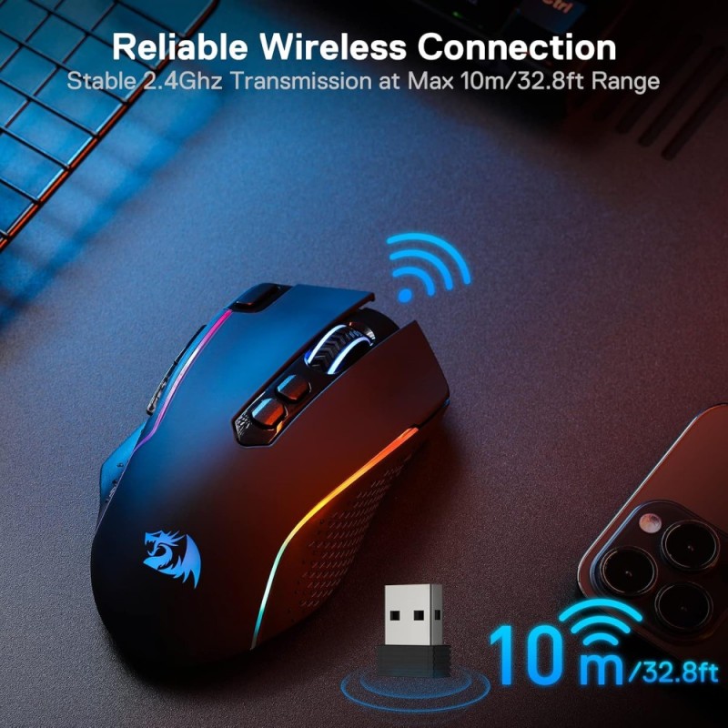 Redragon Wireless Gaming Mouse M810 PRO 10000 DPI Black