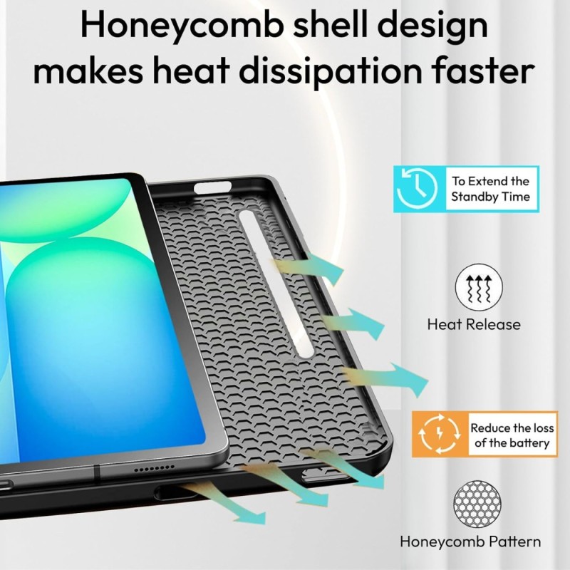 Robustrion Cover Case for Samsung Galaxy Tab S10 FE Plus with Pencil Holder, Auto Sleep Wake, Black