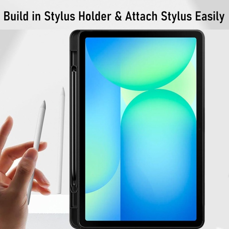 Robustrion Cover Case for Samsung Galaxy Tab S10 FE Plus with Pencil Holder, Auto Sleep Wake, Black