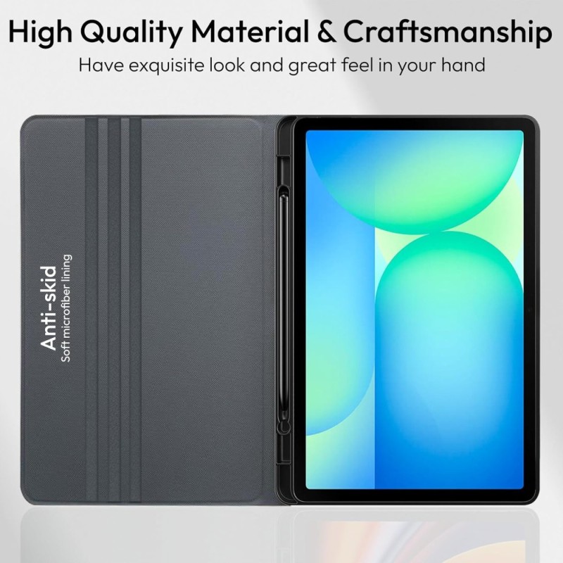 Robustrion Cover Case for Samsung Galaxy Tab S10 FE Plus with Pencil Holder, Auto Sleep Wake, Black