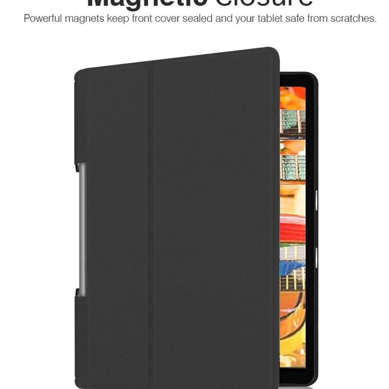 Robustrion Smart Flip Case Cover SKU-YogaTab-Trifold-IY-Black for Lenovo Yoga Smart Tab 10.1 - Black
