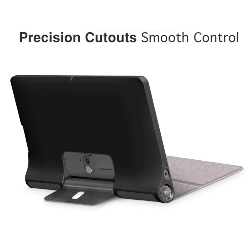 Robustrion Smart Flip Case Cover SKU-YogaTab-Trifold-IY-Black for Lenovo Yoga Smart Tab 10.1 - Black