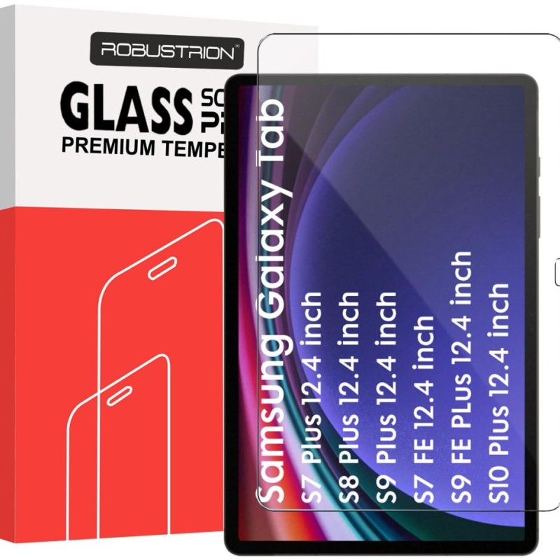 Robustrion Tempered Glass Screen Protector for Samsung Tab S7/S8/S9 12.4 Inch, 9H Hardness, Transparent