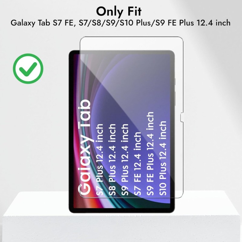 Robustrion Tempered Glass Screen Protector for Samsung Tab S7/S8/S9 12.4 Inch, 9H Hardness, Transparent
