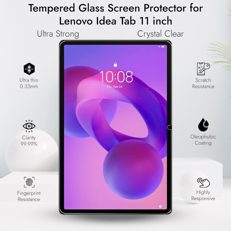 Robustrion Tempered Glass Screen Protector SKU-LenovoIdeaTab-11-TG-1Pack 9H Hardness Transparent
