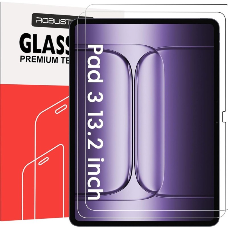 Robustrion Tempered Glass Screen Protector SKU-OnePlusPad3-13.2-TG-2Pack 9H Hardness Anti-Fingerprint Transparent