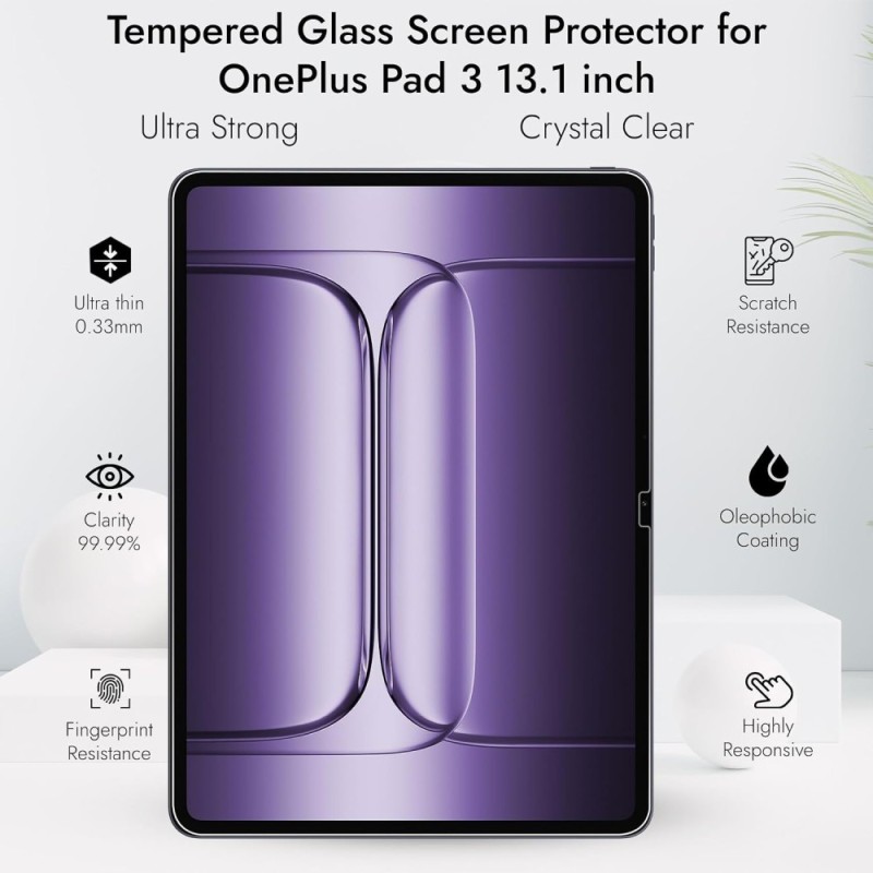Robustrion Tempered Glass Screen Protector SKU-OnePlusPad3-13.2-TG-2Pack 9H Hardness Anti-Fingerprint Transparent