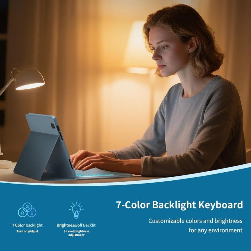 RTSY Keyboard Case for iPad A16 & 10th Gen Multi Touchpad Blue