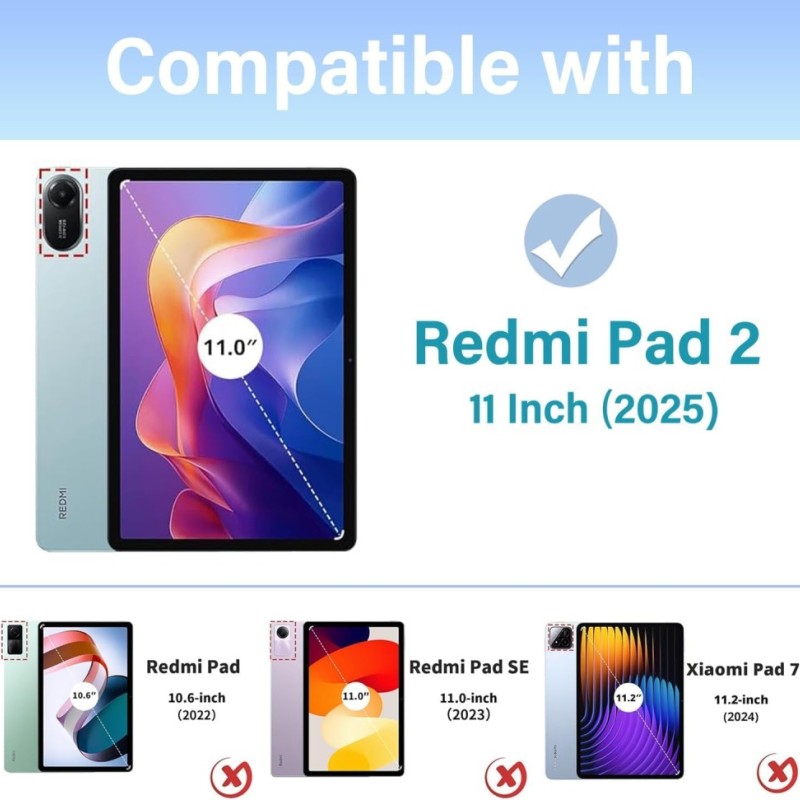 RTSY Keyboard Case for Redmi Pad 2 with Multi-Touch Trackpad & 7-Colors Backlit, Compatible for 11 Inch