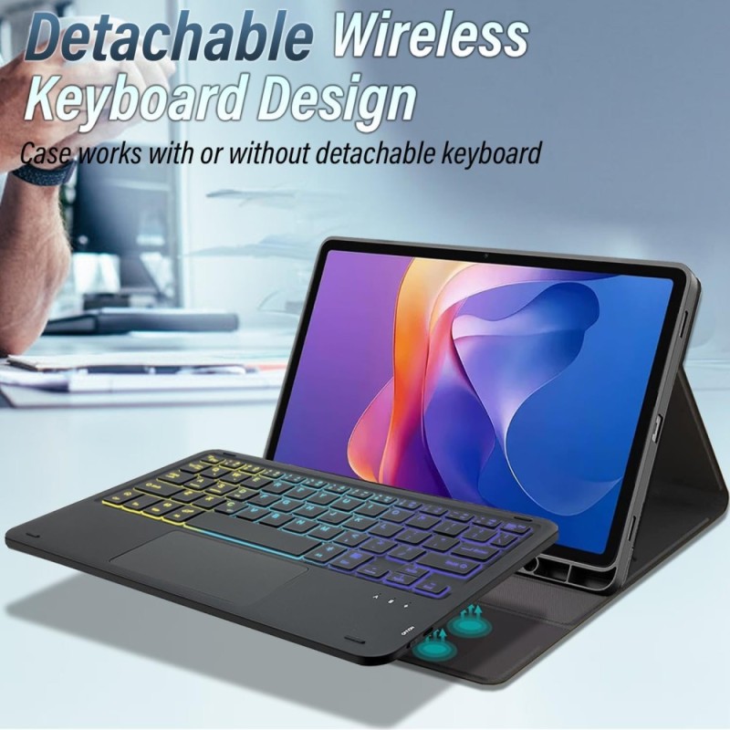 RTSY Keyboard Case for Redmi Pad 2 with Multi-Touch Trackpad & 7-Colors Backlit, Compatible for 11 Inch
