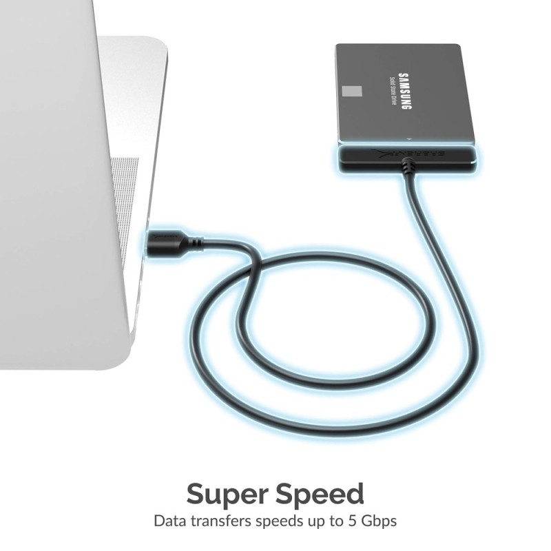 SABRENT USB 3.0 to SSD/HDD Adapter EC-SSHD, 5Gbps, Black
