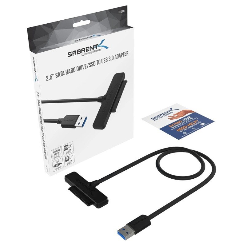 SABRENT USB 3.0 to SSD/HDD Adapter EC-SSHD, 5Gbps, Black