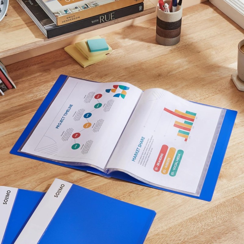 Solimo A4 Display Book DF201A 20 Pockets Blue