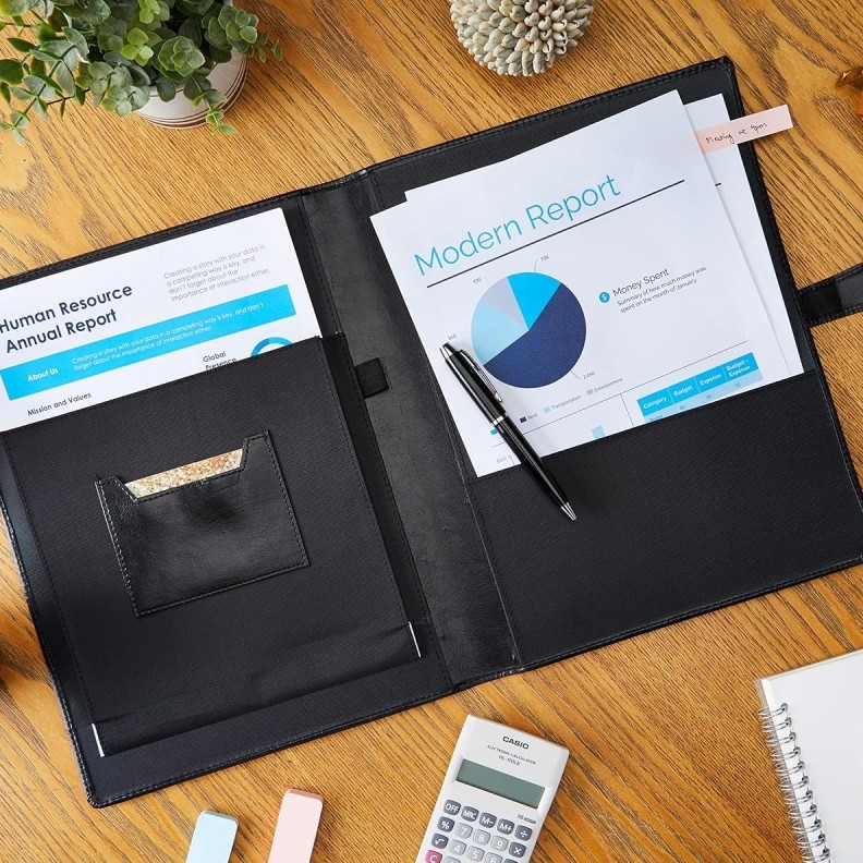 Solimo Document Organizer COI2184 Leather 10 Pockets Black