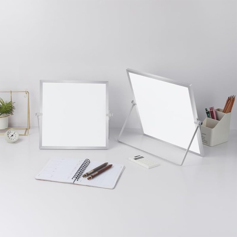 Solimo Dry Erase Double-Sided White Board with 360° Rotating Stand | Aluminium Frame | Portable 30 x 40 cm | White