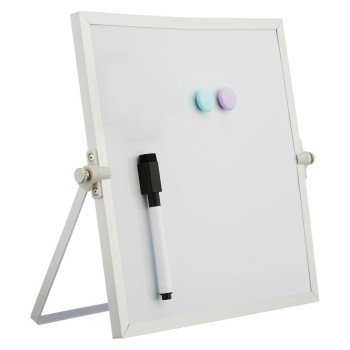 Solimo Mini Dry Erase White Board SD_SL_WHITEBOARD_STANDING_25X25 Aluminium Frame 25 x 25 cm White