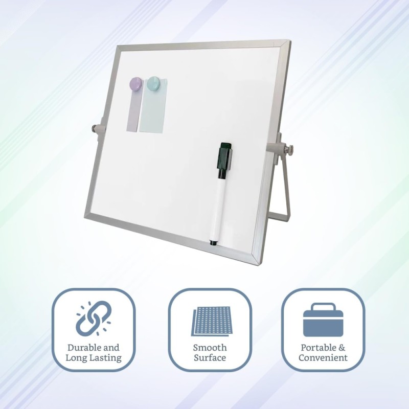 Solimo Mini Dry Erase White Board SD_SL_WHITEBOARD_STANDING_25X25 Aluminium Frame 25 x 25 cm White