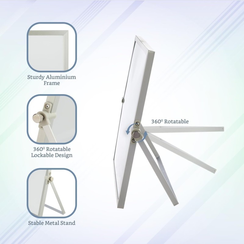 Solimo Mini Dry Erase White Board SD_SL_WHITEBOARD_STANDING_25X25 Aluminium Frame 25 x 25 cm White