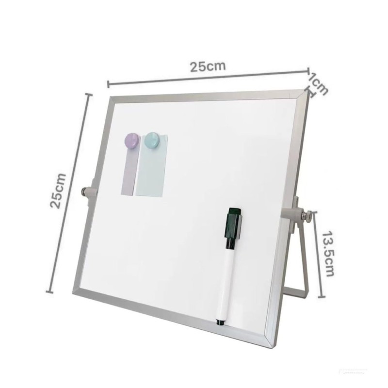 Solimo Mini Dry Erase White Board SD_SL_WHITEBOARD_STANDING_25X25 Aluminium Frame 25 x 25 cm White