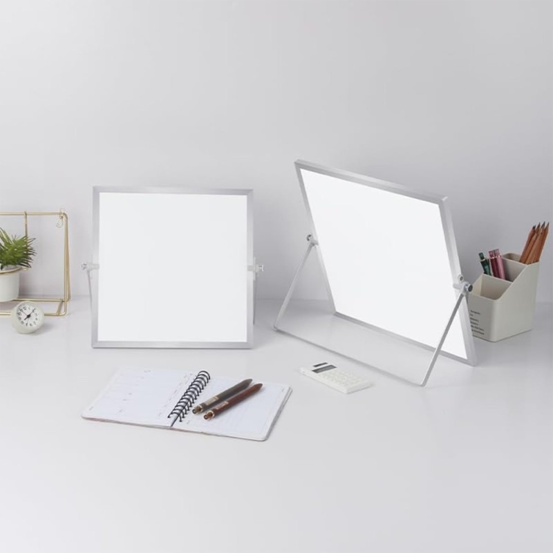 Solimo Mini Dry Erase White Board SD_SL_WHITEBOARD_STANDING_25X25 Aluminium Frame 25 x 25 cm White
