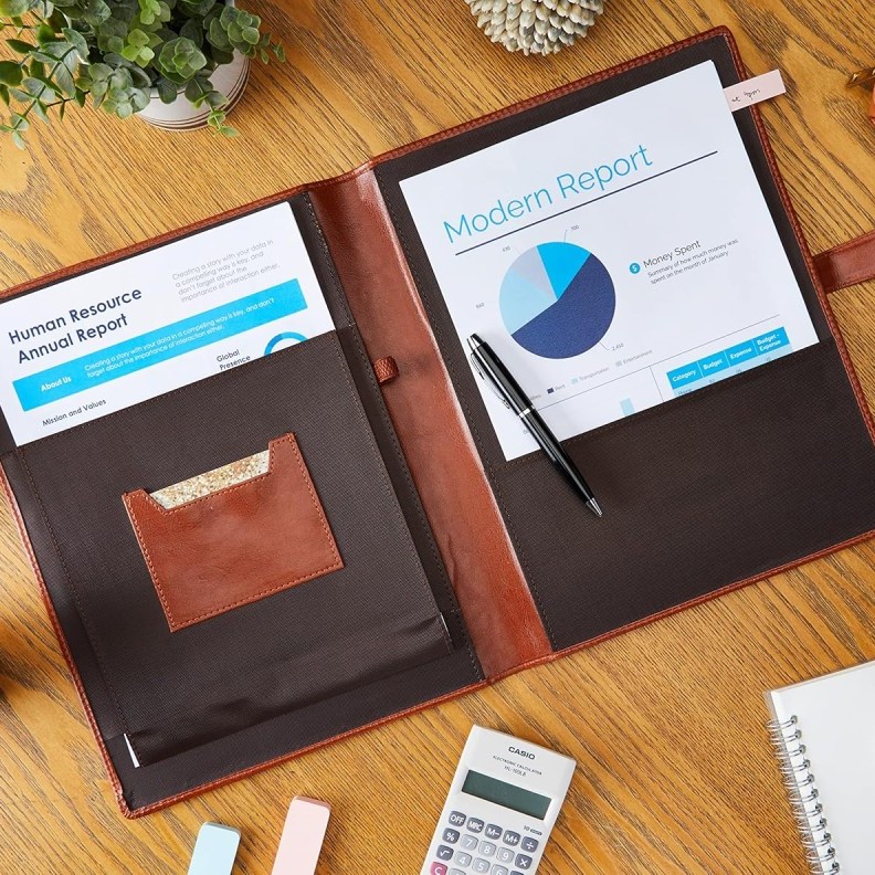 Solimo Professional Document Presentation Folder AB-COICT2141 Faux Leather Charcoal