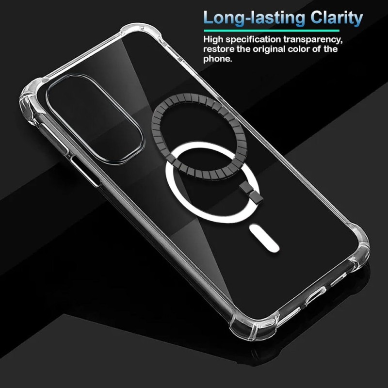 Solimo Wireless Charging Support Back Cover for Motorola Moto Edge 30 Pro, Magnetic Lock, Shock-Absorbent, Clear