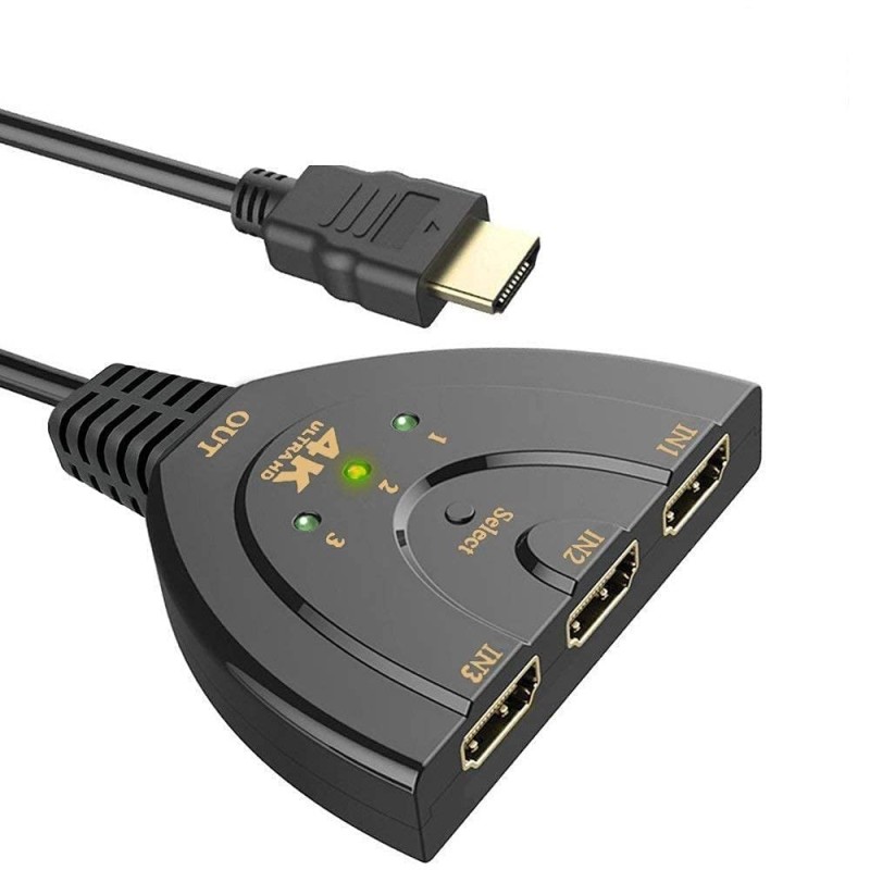 Sounce 3-Port HDMI Switch 4K 3x1 Automatic Switching Black