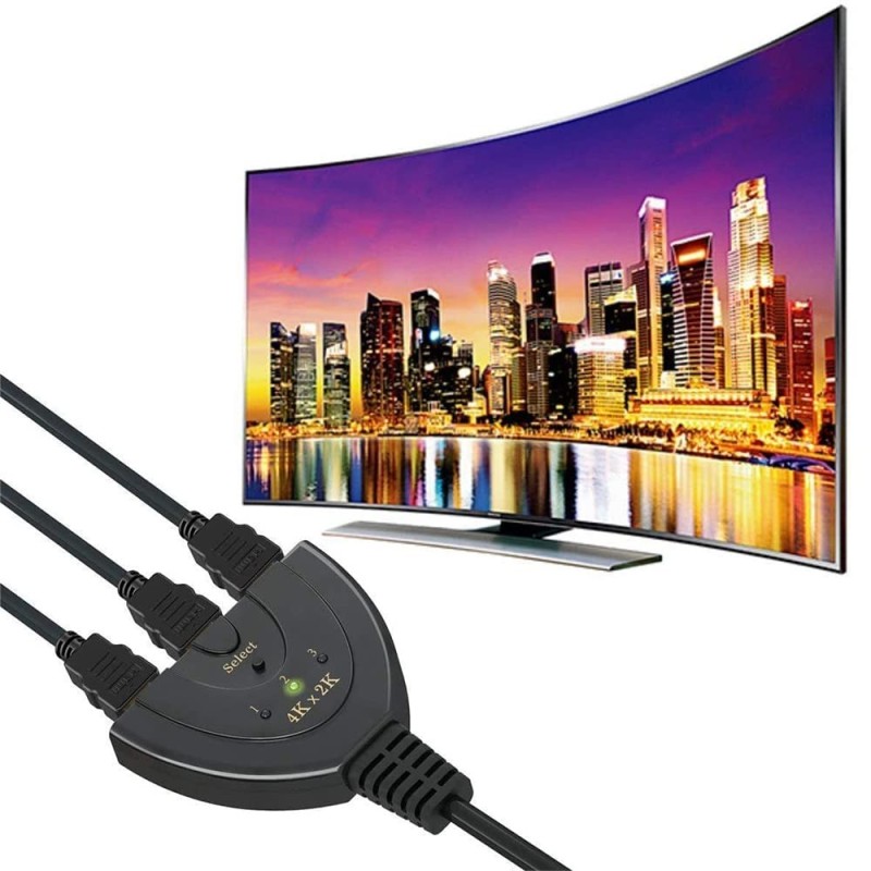 Sounce 3-Port HDMI Switch 4K 3x1 Automatic Switching Black