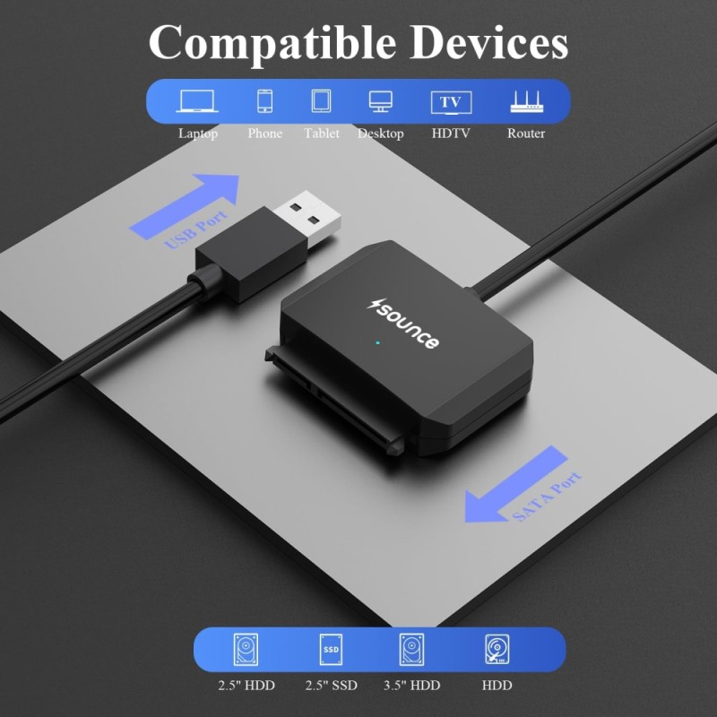 Sounce SATA Cable SNC-SATACBLE USB 3.0 to SATA III Black
