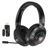 SpinBot Ranger HX700 Wireless Headphones with ANC & RGB, 50mm Drivers, 2.4GHz, Bluetooth, Black