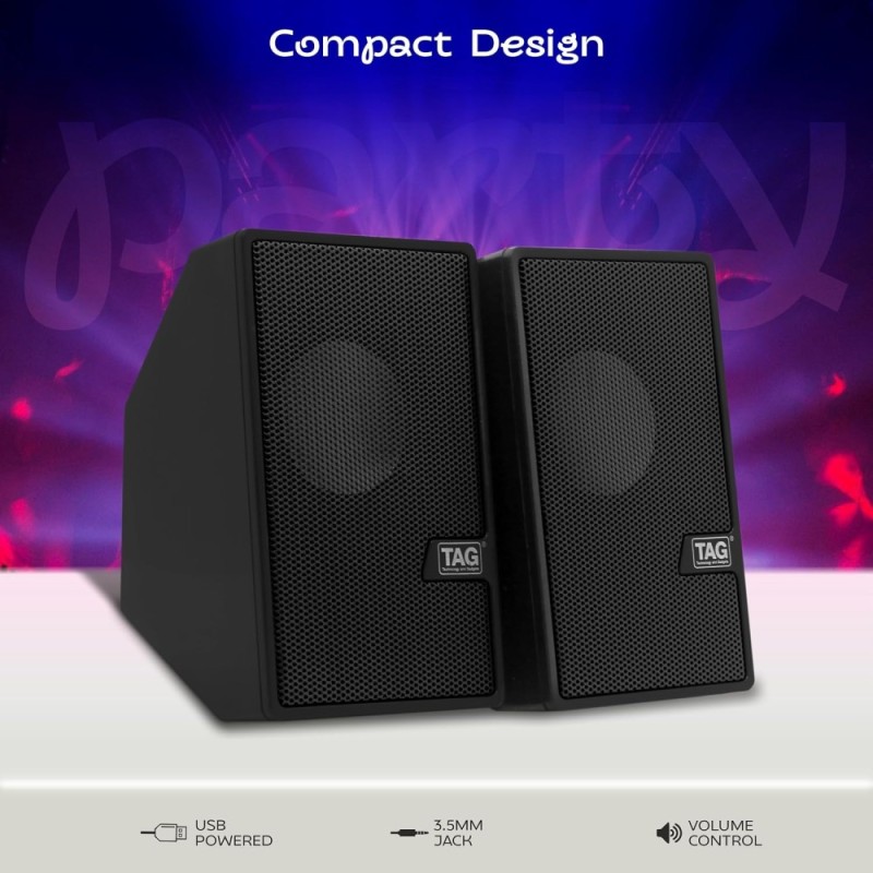 TAG DP-500 Stereo 2.0 Multimedia Speakers 6W Output Black