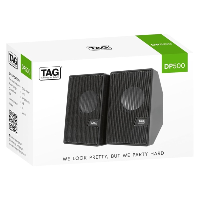 TAG DP-500 Stereo 2.0 Multimedia Speakers 6W Output Black