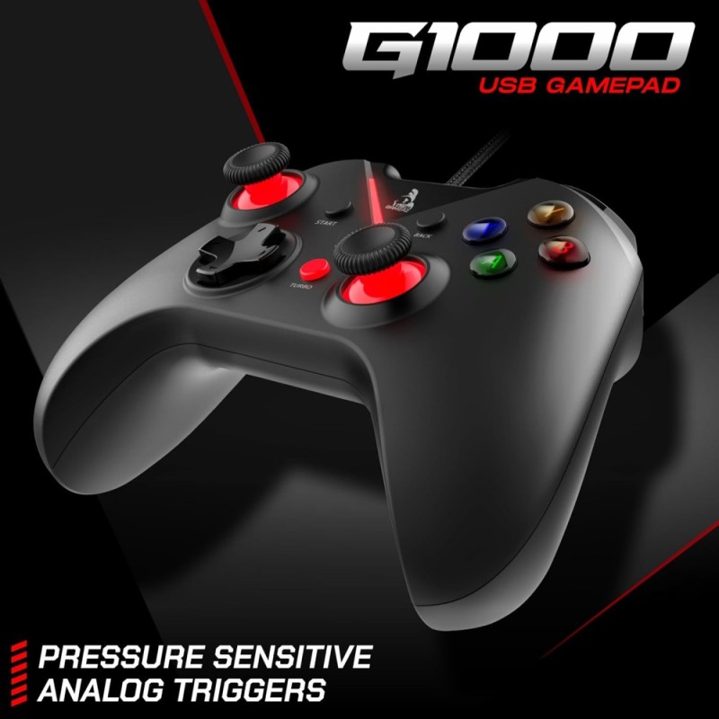 TAG Gamerz G1000 Wired Gamepad Analog Triggers, Haptic Feedback, Ergonomic Design, Black