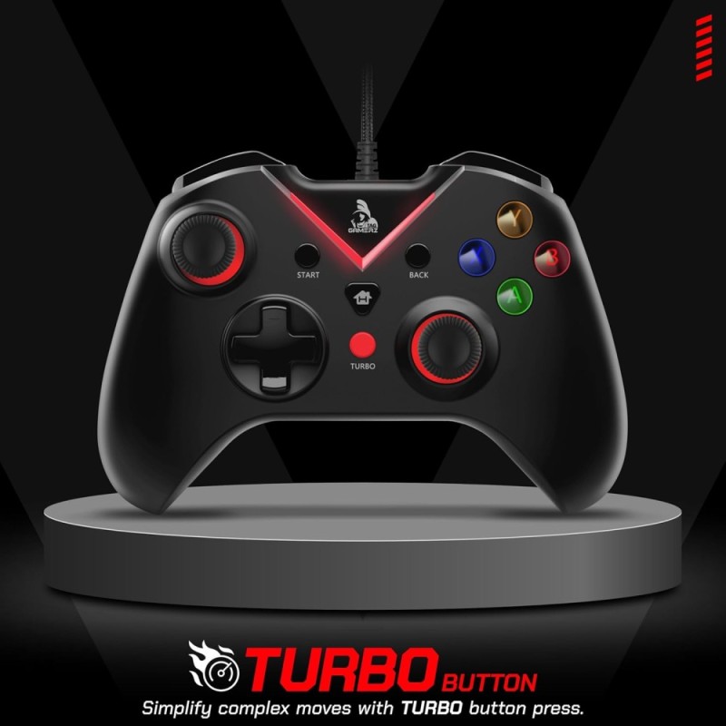 TAG Gamerz G1000 Wired Gamepad Analog Triggers, Haptic Feedback, Ergonomic Design, Black