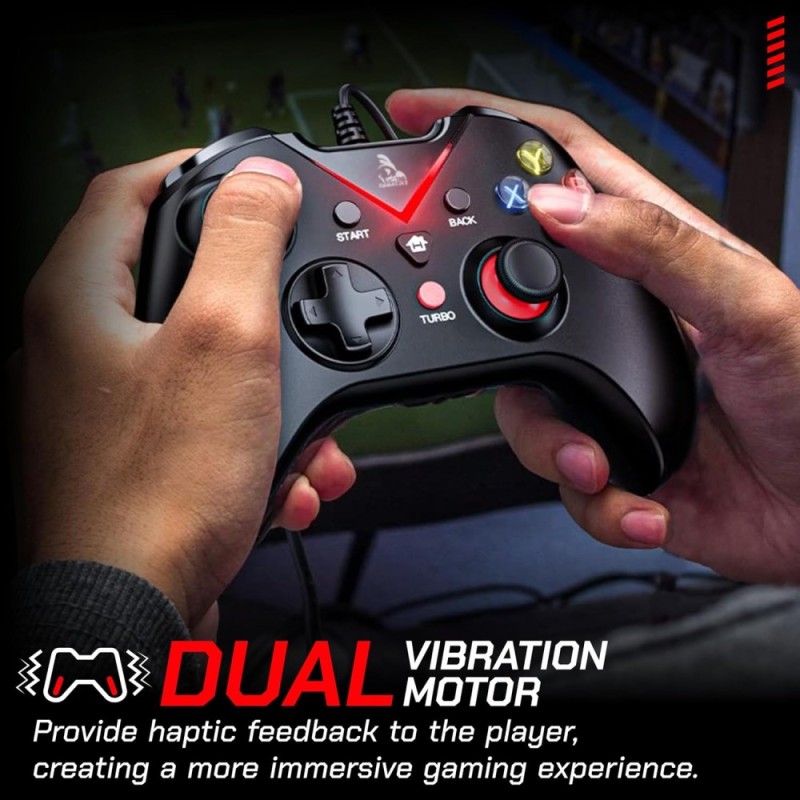 TAG Gamerz G1000 Wired Gamepad Analog Triggers, Haptic Feedback, Ergonomic Design, Black