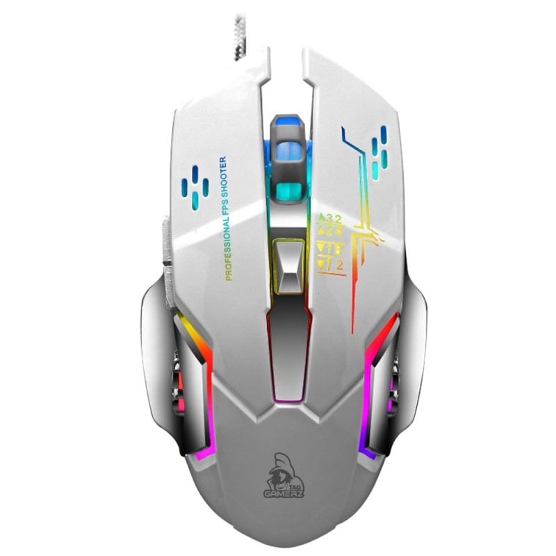 TAG Glide USB Wired Gaming Mouse Up To 3200 DPI Optical White