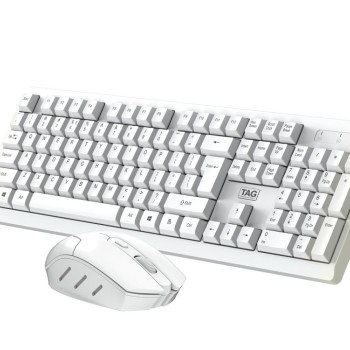 TAG Wireless Keyboard & Mouse Combo T-WL-CK-KBWM1200-W White, 1600 DPI Mouse, Retractable Stand
