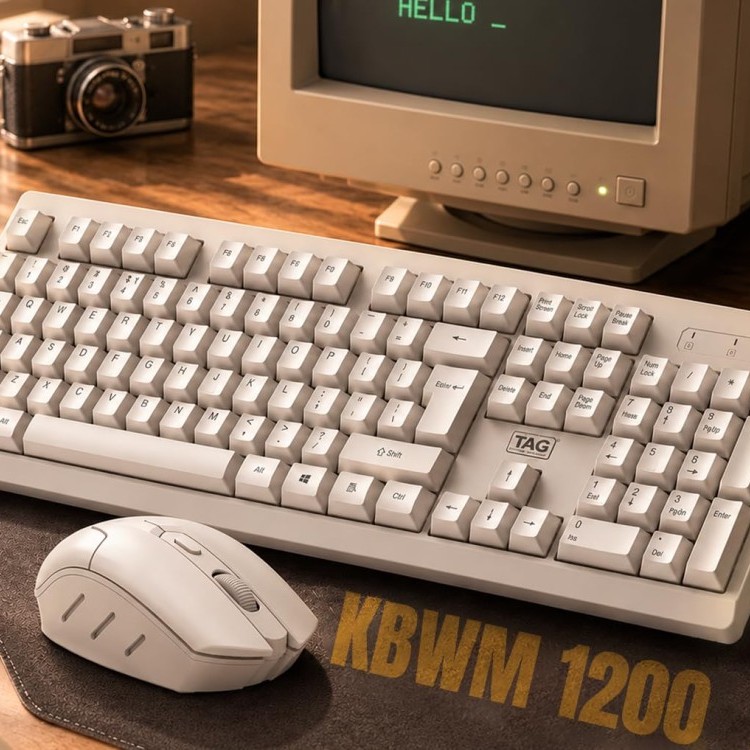 TAG Wireless Keyboard & Mouse Combo T-WL-CK-KBWM1200-W White, 1600 DPI Mouse, Retractable Stand