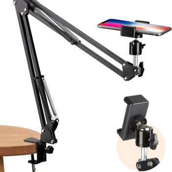TARKAN Adjustable Flexible Arm Hanging Mount Holder SD_TK_MOBILESTAND_LAZYART_BLACK 360° Adjustability, Ergonomic Design, Matte Black