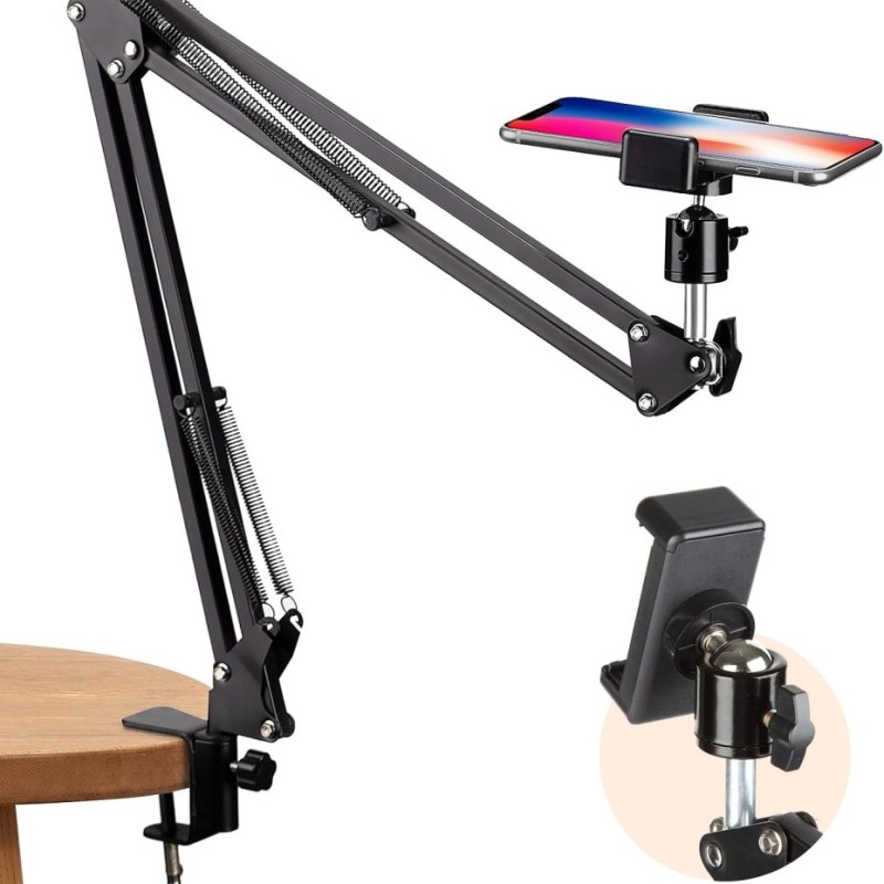 TARKAN Adjustable Flexible Arm Hanging Mount Holder SD_TK_MOBILESTAND_LAZYART_BLACK 360° Adjustability, Ergonomic Design, Matte Black