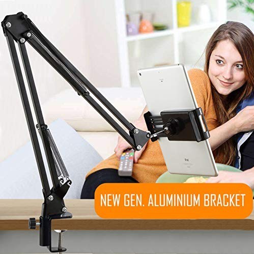 TARKAN Adjustable Flexible Arm Hanging Mount Holder SD_TK_MOBILESTAND_LAZYART_BLACK 360° Adjustability, Ergonomic Design, Matte Black