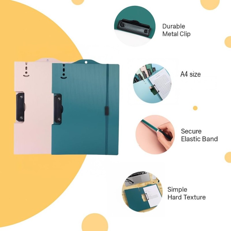 TARKAN Clipboard File Folder SD_TK_FILEFOLDER_CLIPBOARD_PIGR A4 Size, 2 Pack, Pink and Teal Green