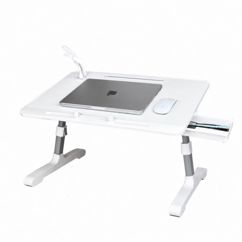 TARKAN Laptop Bed Tray Table SD_TK_LAPTABLE_NEWMARVEL1 Adjustable Height & Angle, USB Hub, Drawer, White