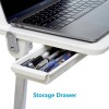 TARKAN Laptop Bed Tray Table SD_TK_LAPTABLE_NEWMARVEL1 Adjustable Height & Angle, USB Hub, Drawer, White