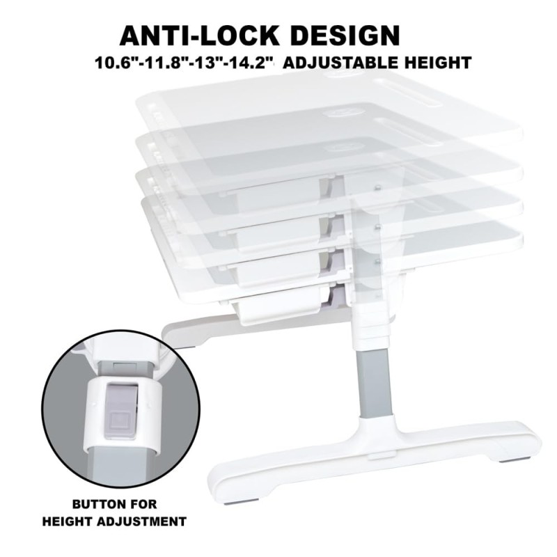 TARKAN Laptop Bed Tray Table SD_TK_LAPTABLE_NEWMARVEL1 Adjustable Height & Angle, USB Hub, Drawer, White